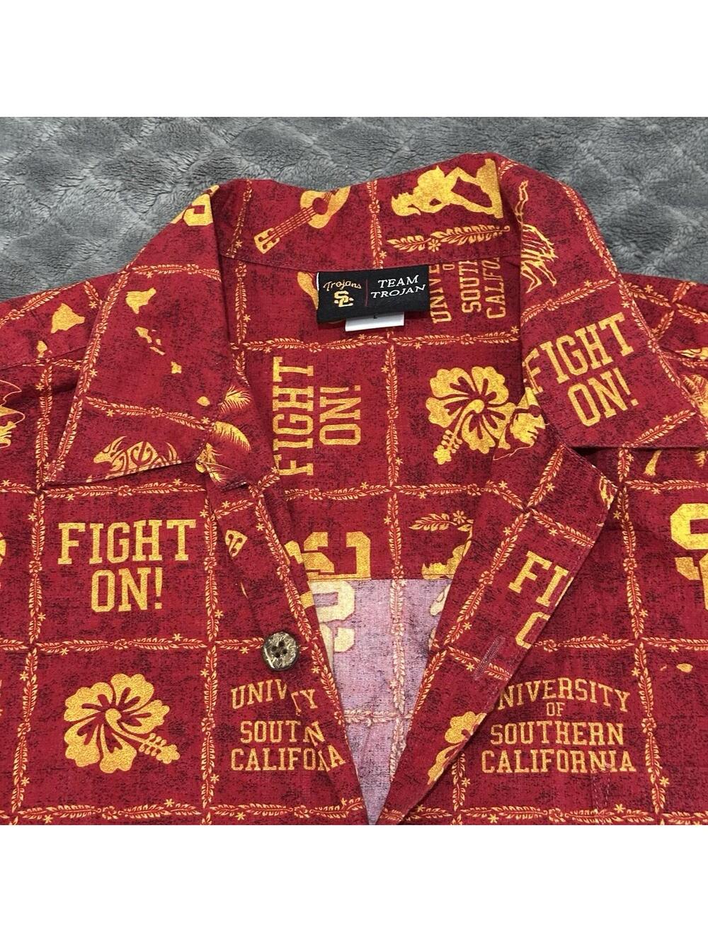 USC Team Trojans Hawaiian Shirt Men XL Southern California Fight On USA - Picture 2 of 6